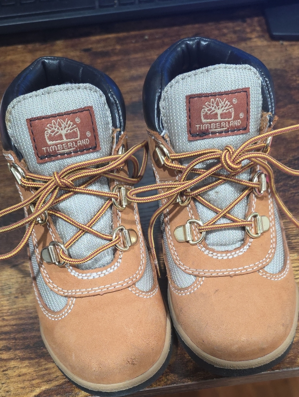Timberland Kids Tan and Beige Leather Hiking Boots
